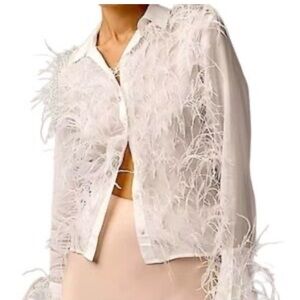 J. Crew | Tops | J Crew Collection Organza Buttonup Shirt With ostrich feathers